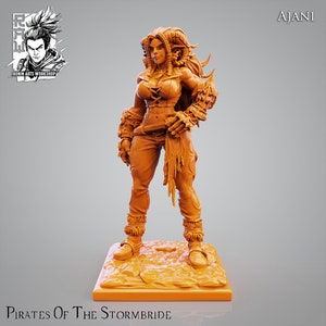 Female pirate miniature dungeons and dragons miniature DnD Tiefling female miniature Female Tiefling fighter DnD mini | Ajani | ttrpgs