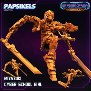 Cyberpunk School girl miniature | Miyazuki Cyber School Girl | Female cyberpunk miniature for ttrpgs Sci fi miniature Cyberpunk street girl