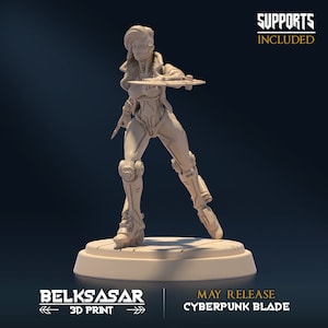Female Cyberpunk Miniature for dungeons and dragons and ttrpg miniature | Roller Blade A | Dungeons and Dragons miniature sci fi miniature