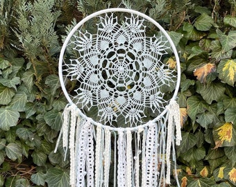 Pearl dreamcatcher, Mandala wall hanging, Blue Wall Tapestry, Engagement dreamcatcher