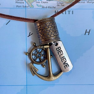 Anchor pendant, Ship's rudder pendant, Believe necklace, Man necklace