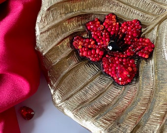 Spilla A Maglia Fatta A Mano - Papavero Rosso Per La Memoria - Regalo Unico