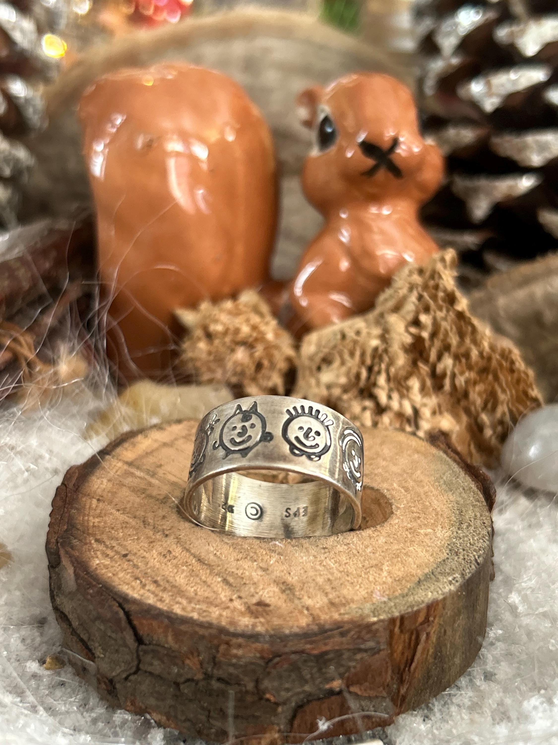 925 Sterling Vintage Fabulous Little Faces Ring - Etsy