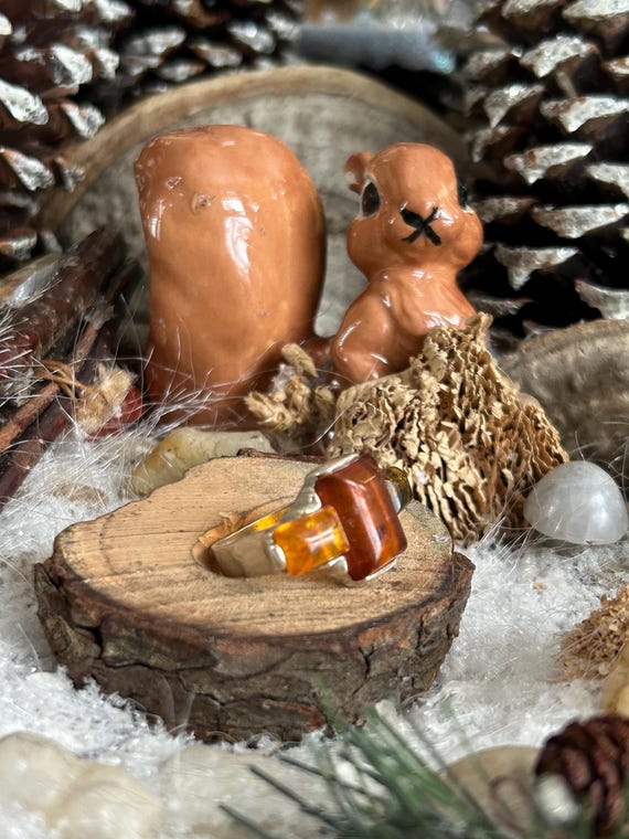 925 Sterling triple Amber ring - image 3