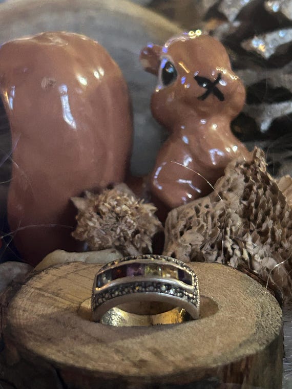 925 Sterling multi gemstone ring - image 3