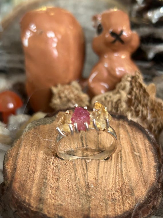 925 Sterling Ruby Citrine ring - image 3