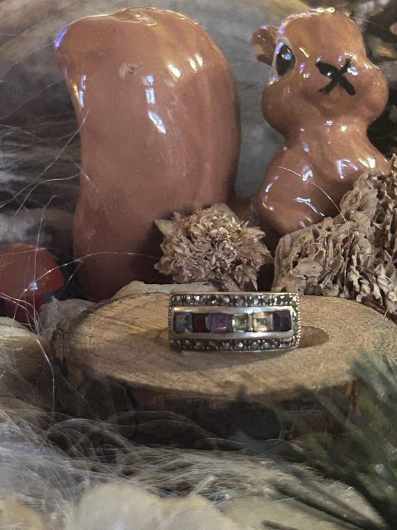 925 Sterling multi gemstone ring - image 2