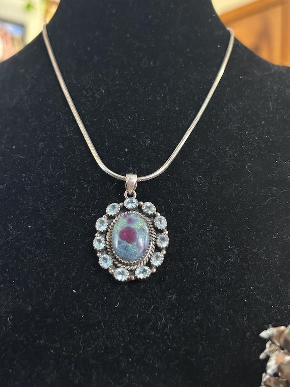 925 Sterling Ruby zoisite necklace - image 1