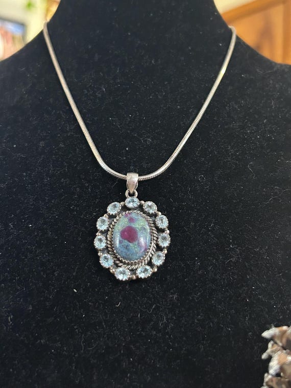925 Sterling Ruby zoisite necklace - image 2