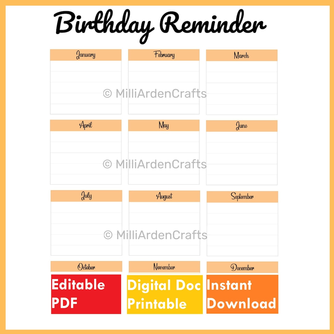 Birthday Reminder Printables