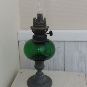 Antike französische Öllampe – 41,50 cm. Glasbehälter. Verkauft ohne Schornstein
