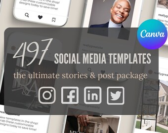 497 Warm Neutral Social Media Post Templates | Customizable on Canva, Engaging Instagram Posts & Stories, Minimalist, Neutral, Downloads