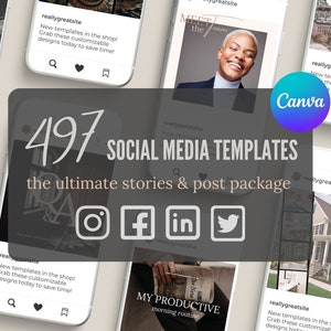 497 Warm Neutral Social Media Post Templates | Customizable on Canva, Engaging Instagram Posts & Stories, Minimalist, Neutral, Downloads