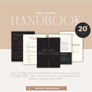 Client Welcome Handbook Template | Canva | New Client Guide | Virtual Assistant | Coaching Onboarding Template | Editable | Neutral