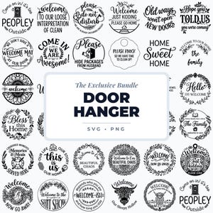 Door Hanger SVG Bundle, Welcome Sign SVG, Funny Front Door Sign PNG, Farmhouse Porch Decor Cricut & Laser Cut Files