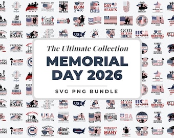 Memorial Day 2026 SVG Bundle, Patriotic Memorial Day SVG Png, USA Veterans Memorial Svg, Military Tribute, Soldier Svg, Distressed Flag Svg