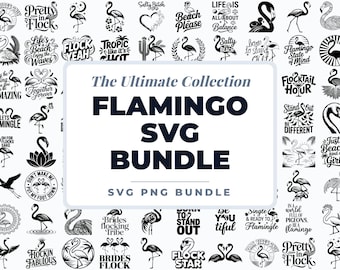 Flamingo SVG Bundle, Flamingo Quotes PNG, Tropical Beach Clipart, Bachelorette Flamingo Designs, Summer SVG, Cricut Sublimation Bundle