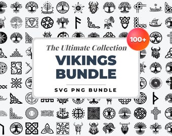 Viking SVG Bundle | Nordic Symbols, Celtic Knot, Yggdrasil Tree SVG | Norse Mythology Designs | Laser Cut Files, Cricut, Engraving PNG Svg