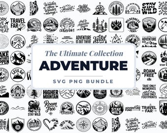 Adventure SVG Bundle, Hiking & Camping Quotes SVG PNG, Outdoor Nature Clipart, Travel Adventure Cricut Files, Mountain Explorer Designs