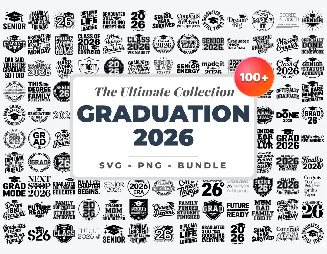 Graduation 2026 Svg Bundle, Graduation Cap Svg, Senior 2026 Svg, Class ...