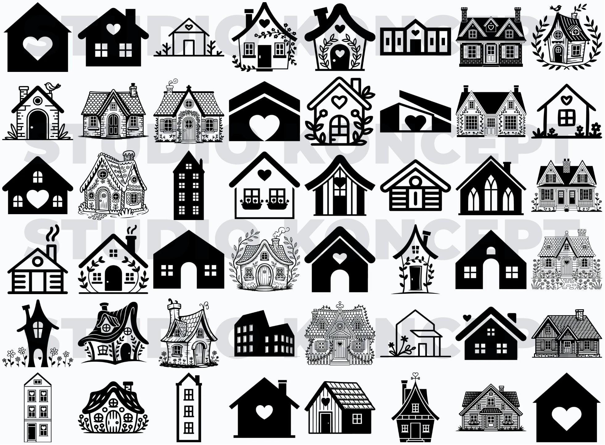 Home SVG Bundle, House Clipart PNG, Cottage House Illustrations, Real ...