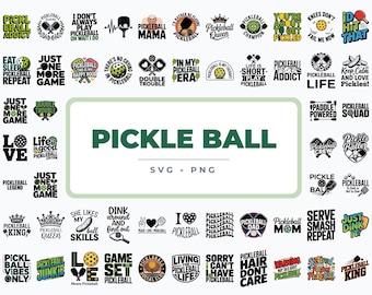 Pacote de arquivos SVG de Pickleball, frases de Pickleball em PNG, arquivos Cricut para pais e mães que jogam Pickleball, designs divertidos para camisetas de Pickleball