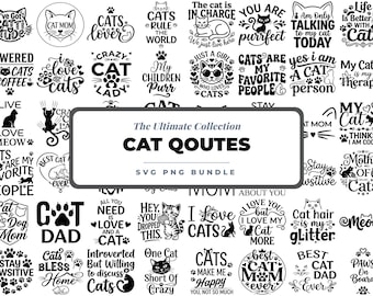 Pacote de arquivos SVG de gatos, SVG para mãe de gato, SVG para pai de gato, PNG com frases engraçadas sobre gatos, arquivos Cricut para amantes de gatos, pacote de designs para camisetas de donos de animais de estimação.