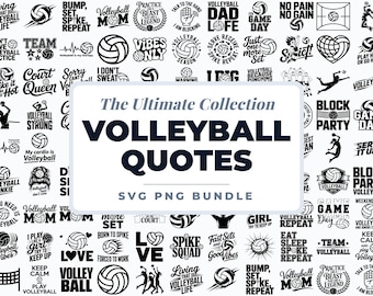 Pacote de arquivos SVG de vôlei, citações de vôlei em PNG, SVG de mãe e pai de vôlei, arquivos Cricut para camisetas de times, clipart com frases de vôlei, pacote de arquivos SVG de esportes