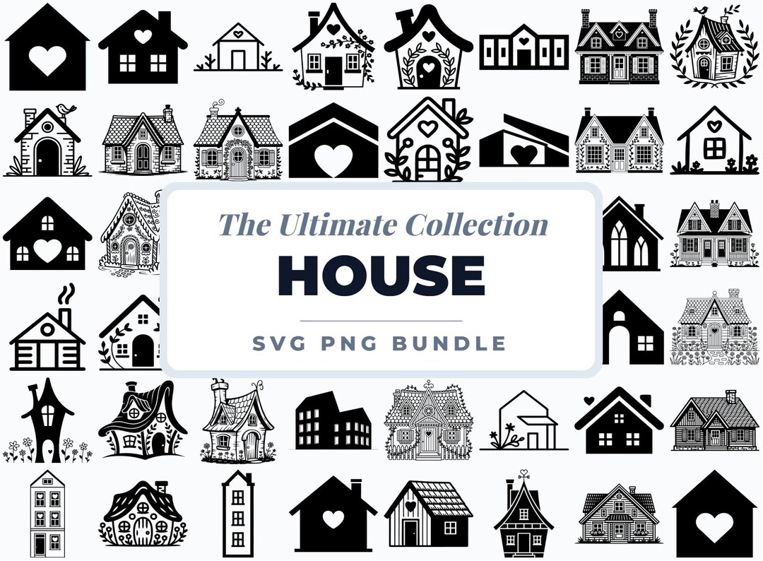 Home SVG Bundle, House Clipart PNG, Cottage House Illustrations, Real ...