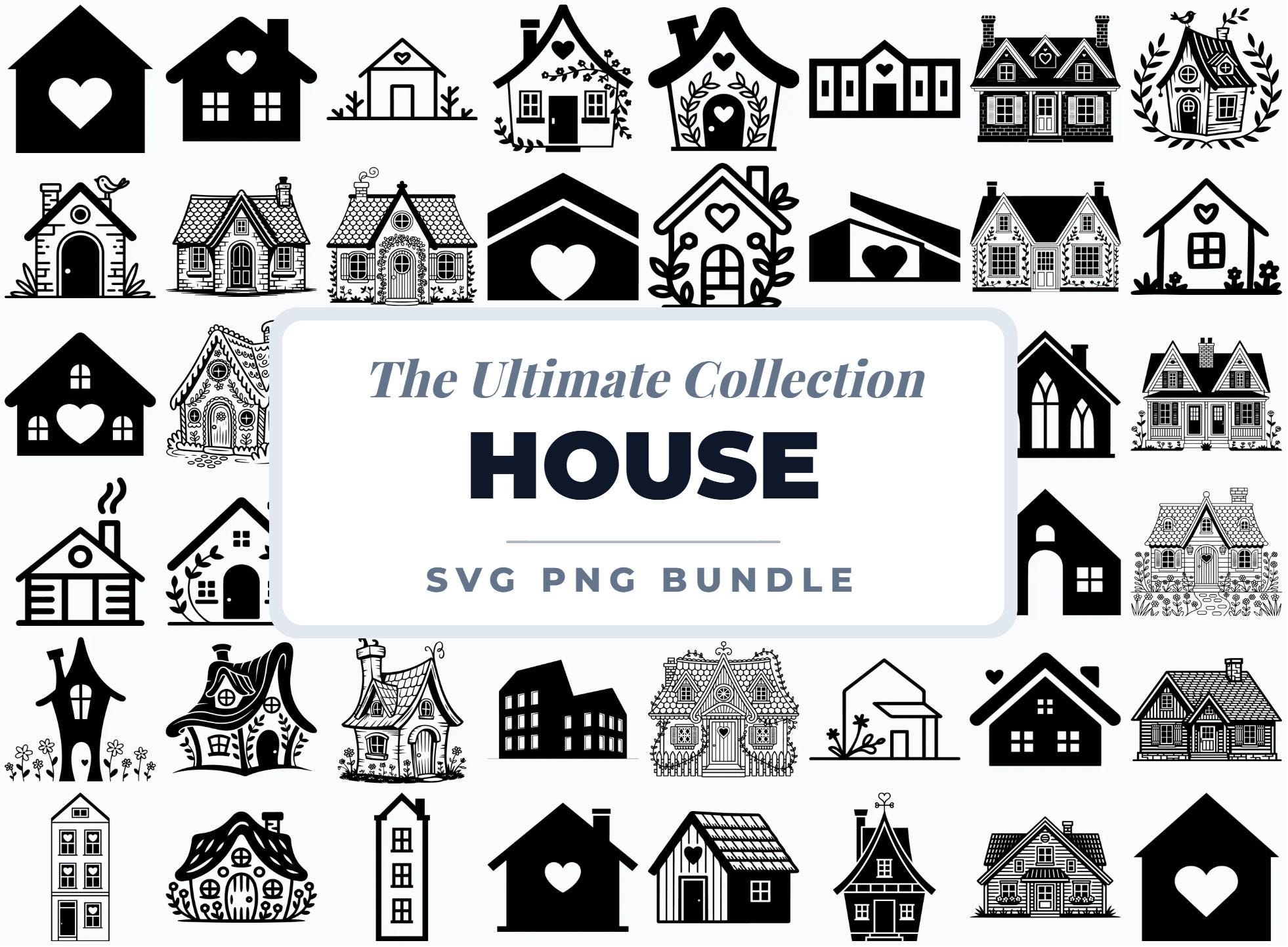 Home SVG Bundle, House Clipart PNG, Cottage House Illustrations, Real ...