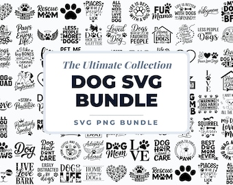 Dog SVG Bundle, Dog Quotes PNG, Dog Mom Svg, Pet Lover Clipart, Paw Print Designs, Funny Dog Shirt SVG, Cricut Sublimation Bundle