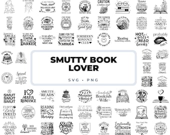 Smut Reader SVG-bundel, Dark Romance SVG, Spicy Book Lover PNG, Booktok Smut Quotes, Romance Reader Cricut-bestanden, Smutty Reader-ontwerpen