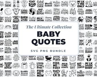 ベビー引用句SVGバンドル、かわいいベビーロンパースSVG PNG、保育園ベビークリップアート、ベビーシャワーCricutファイル、ママパパベビーデザイン、ベビーSVGバンドル