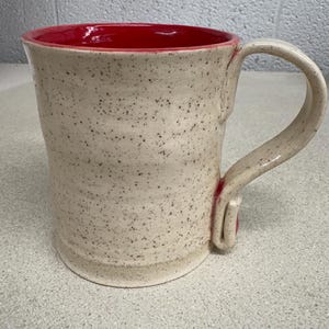 White speckles with red interior simple heart mug