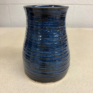 Dark blue pottery flower vase