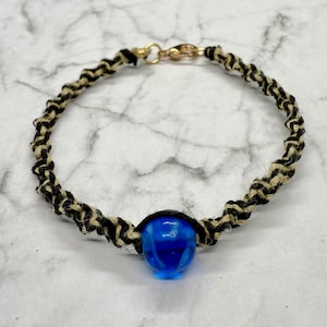 Natural Braided Hemp Bracelet | Lampwork Glass Bead | Hemp Jewelry | Handmade Jewelry |