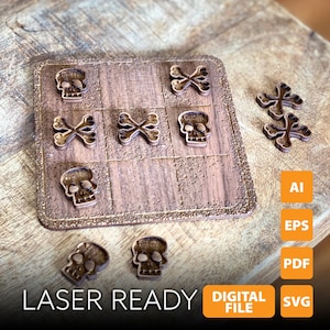 DIGITAL FILE - Skull & Crossbone Tic Tac Toe Game