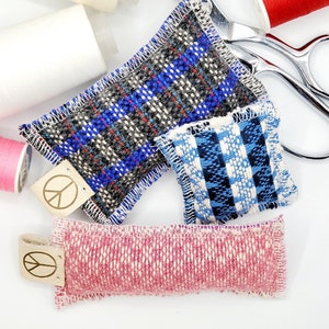 3 Handwoven Minimalist Pincushions/Affordable Upcycled Hostess Gift for Travel Kit, Sewing, Quilting/Farmhouse Cottage Boho Chic