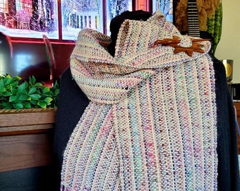 Handwoven Wool Mohair Winter Scarf - Handspun, Hand-Dyed