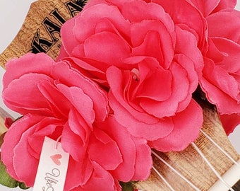 Floral Ukulele Lei, Silk Flower Accessory, Stretchy Elastic Band, Handmade Instrument Decor