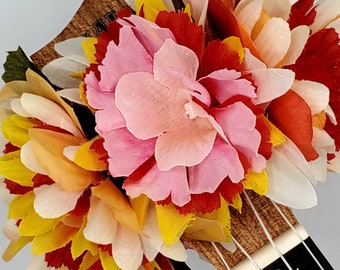 Floral Ukulele Lei Accessory, Silk Flower Instrument Decor