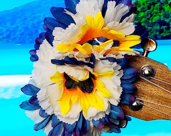 Handmade Ukulele Lei: Floral Gig Bag Accessory, Purse Charm