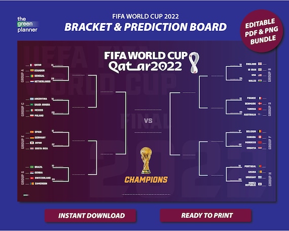 FIFA World Cup Bracket 2022 PDF/PNG. World Cup Worksheet - Etsy UK