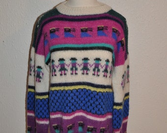 1980s Vintage Alpaca Fina Multi-Colored Sweater