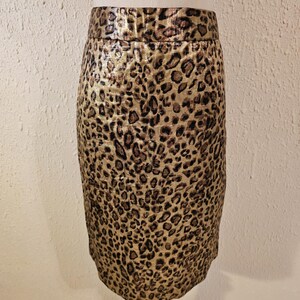 1990&#39;s Metallic Leopard Print Pencil Skirt