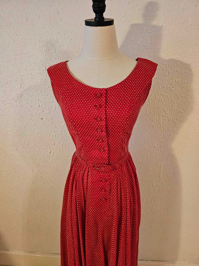 1940s Atomic Print Red Dress | L/XL