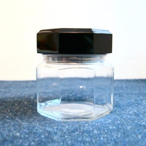 Tarro vintage Luminarc Octime – Arcoroc, años 80 – Tarro de cristal con tapa negra – Diseño francés