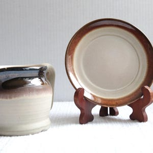 Vintage stoneware creamer and saucer - Beauce Ceramics, Quebec - Philippe Lambert - 1970s - Handmade pottery