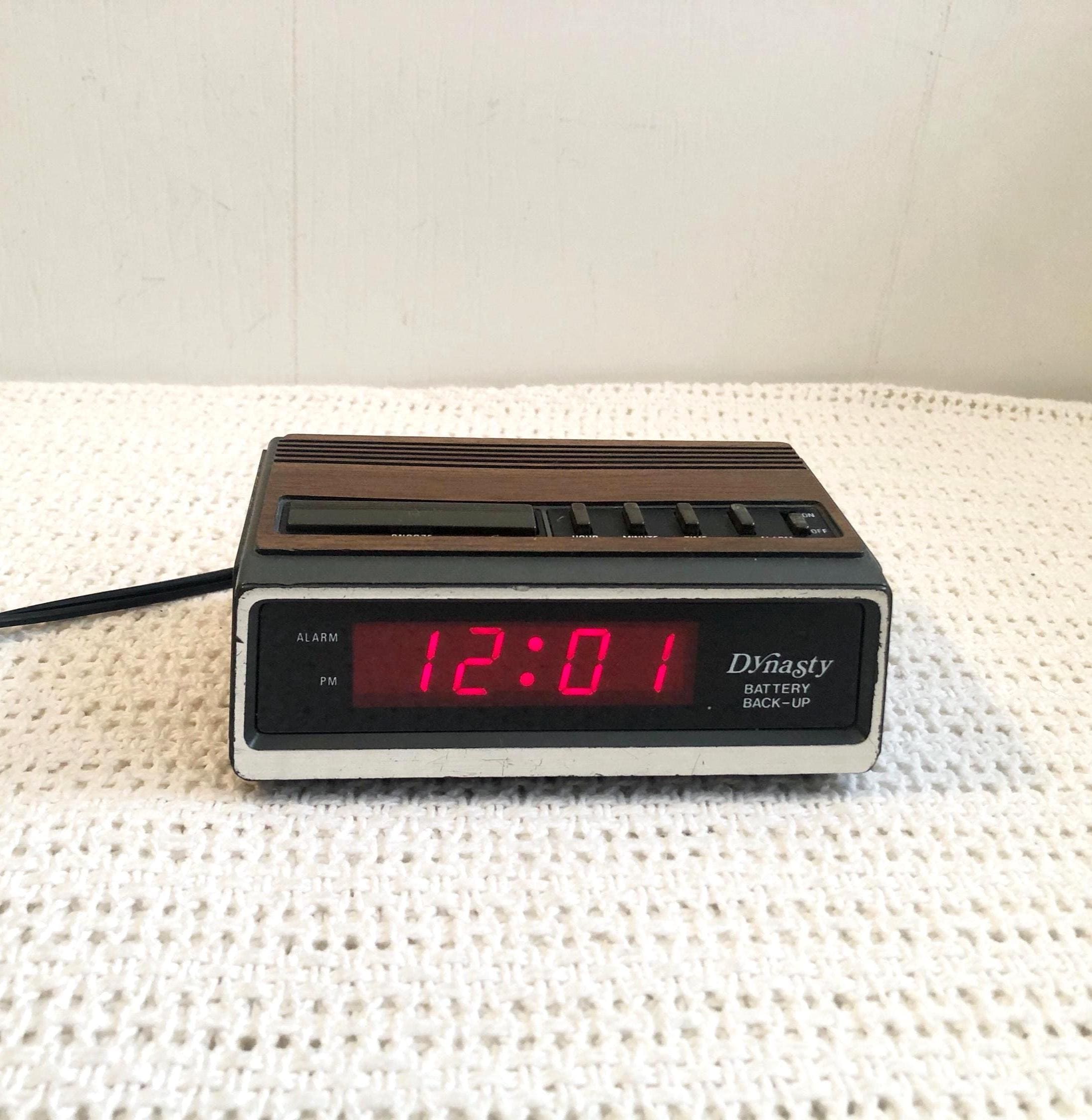 Vintage Dynasty Digital Alarm Clock, Imitation Wood Finish - 1970s