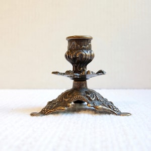 Vintage Baroque Style Brass Candle Holder - Floral Pattern